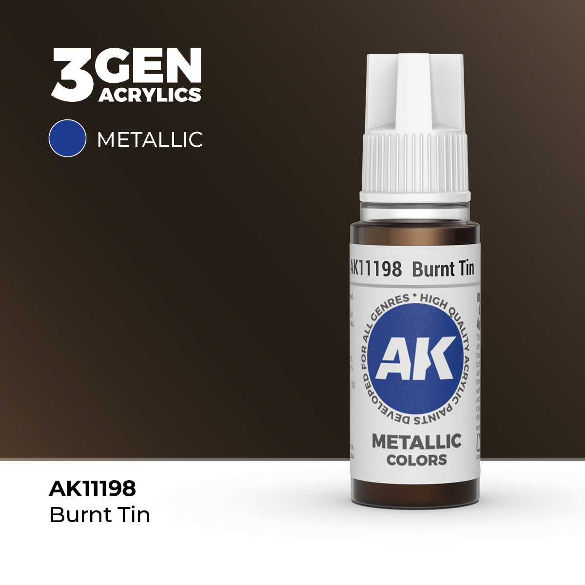 AK 3Gen Acrylics - Burnt Tin: Metallic