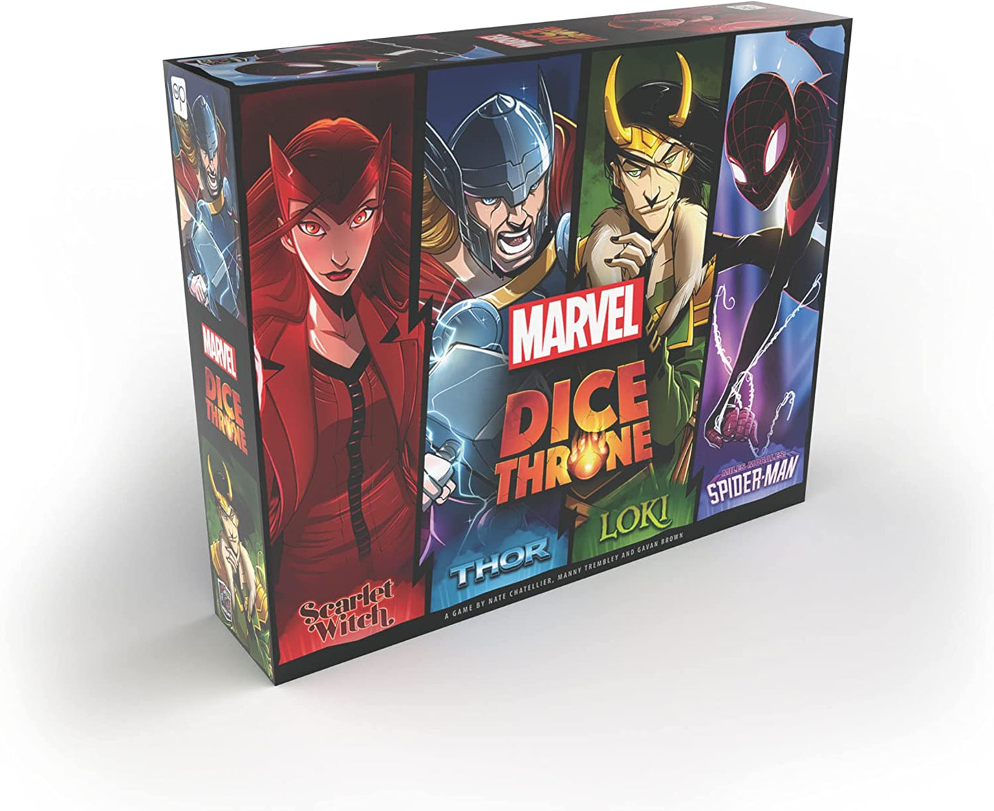 Dice Throne Marvel 4 Hero Box Featuring Scarlet Witch, Thor, Loki, Spider-Man