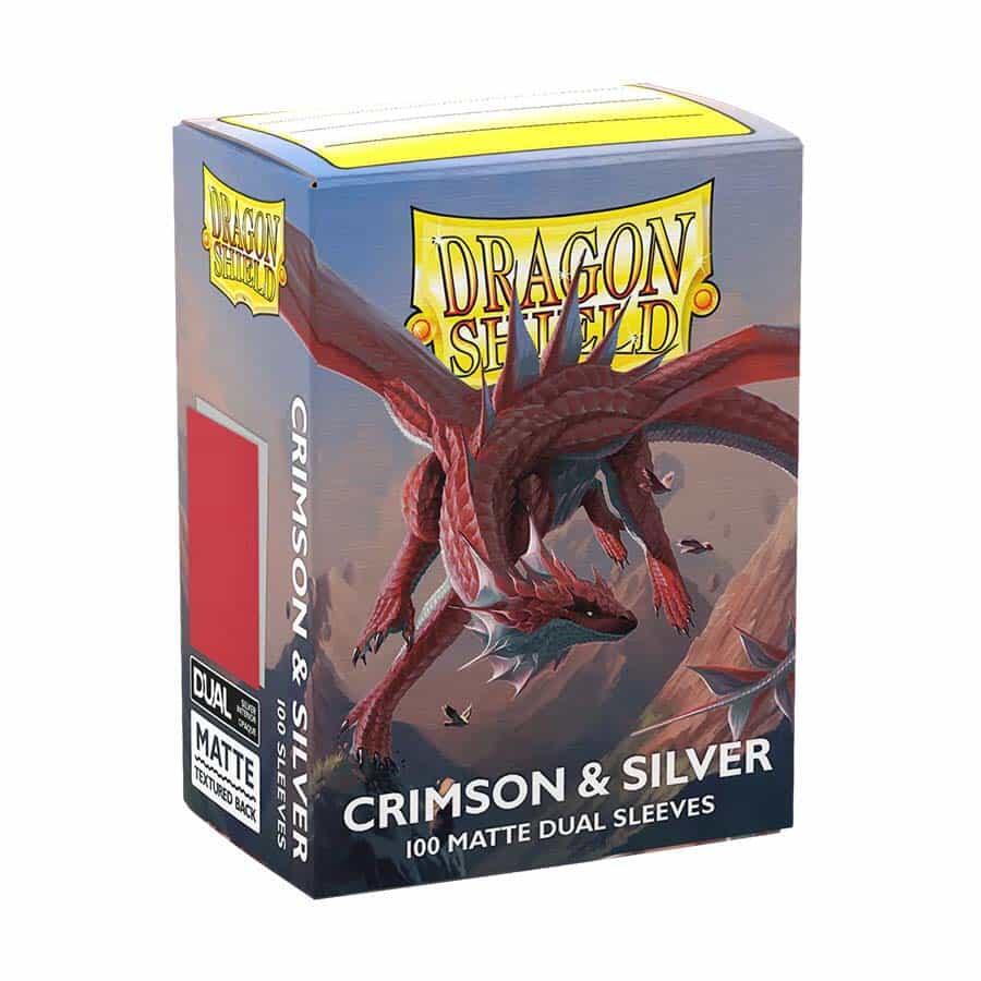 Dragon Shield - Crimson & Silver Matte Dual Sleeves (100 Count)
