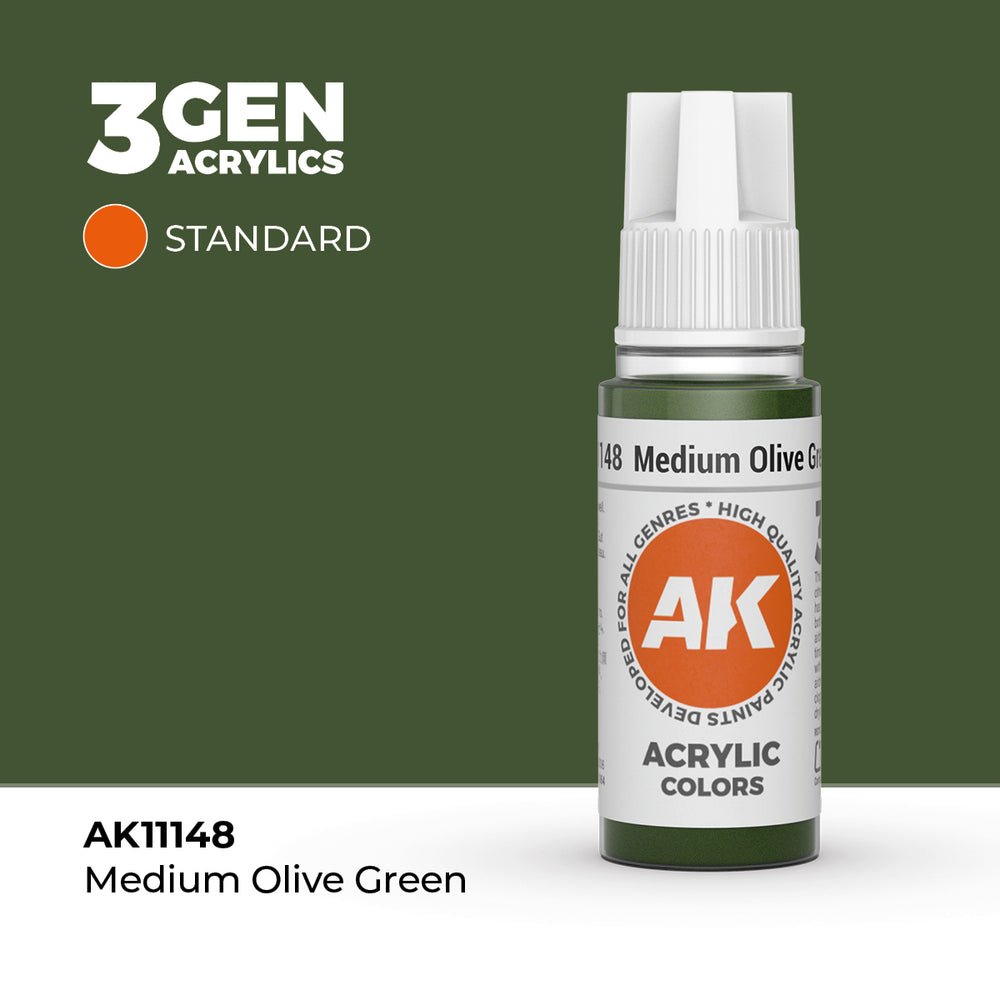 AK 3Gen Acrylics - Medium Olive Green: Standard