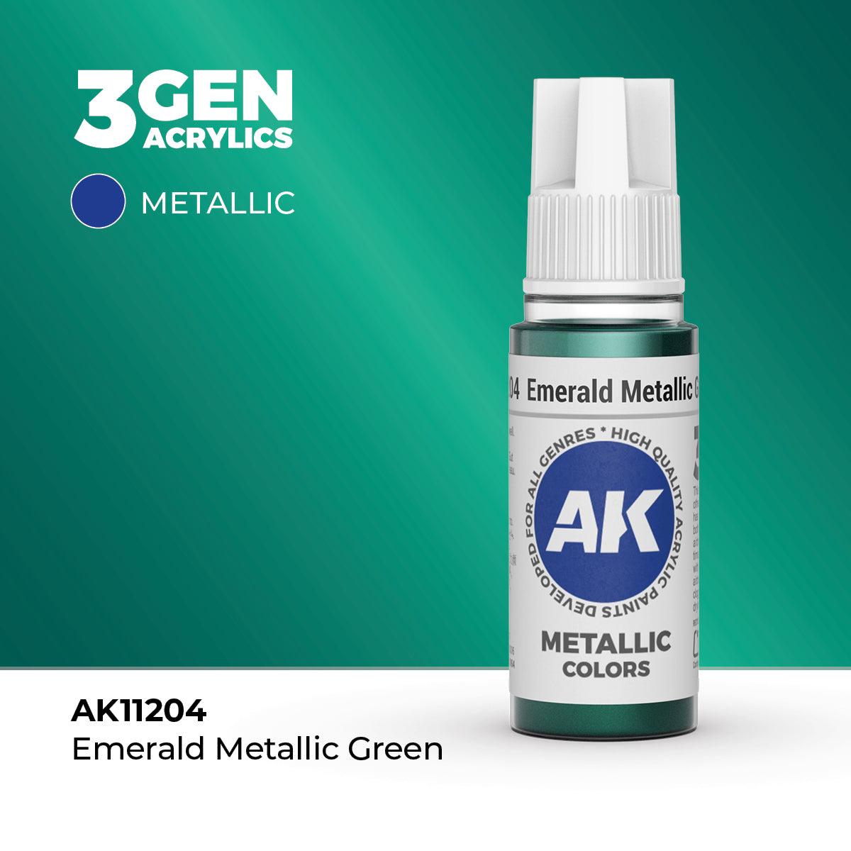 AK 3Gen Acrylics - Emerald Metallic Green: Metallic