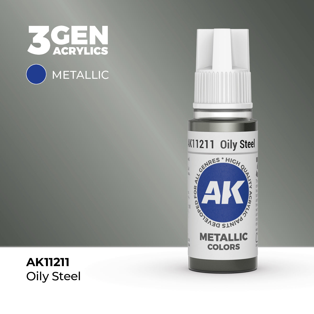 AK 3Gen Acrylics - Oily Steel: Metallic