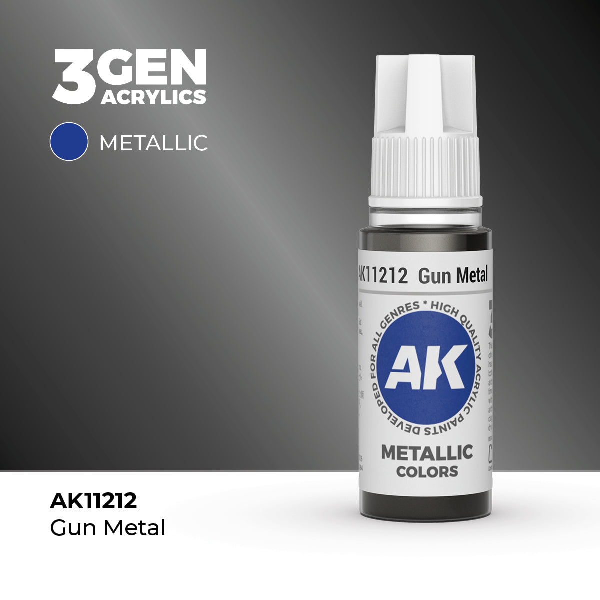 AK 3Gen Acrylics - Gun Metal: Metallic