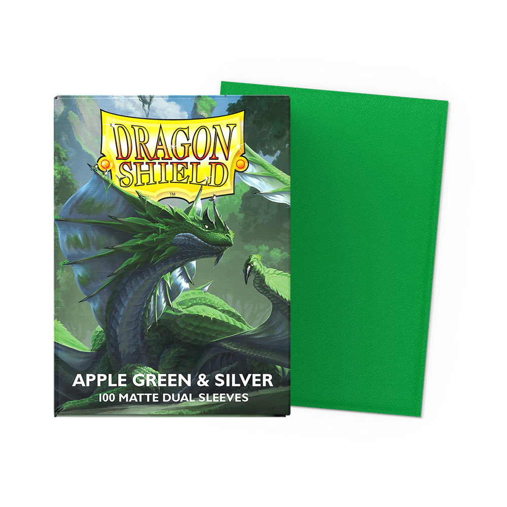 Dragon Shield - Apple Green & Silver Matte Dual Sleeves (100 Count)